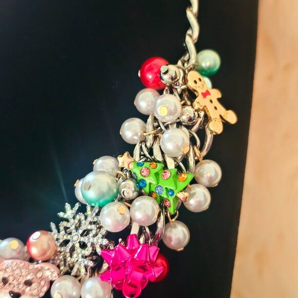 Betsey Johnson Holiday Christmas Statement Bib Choker Necklace Bracelet Set NEW - Picture 7 of 16